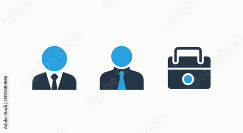 Business Professional Profile and Corporate Briefcase Icons for Career and Office Management