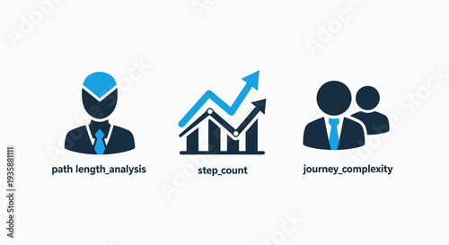 Data Analysis Icons for Path Length Analysis Step Count and Customer Journey Complexity Visualization