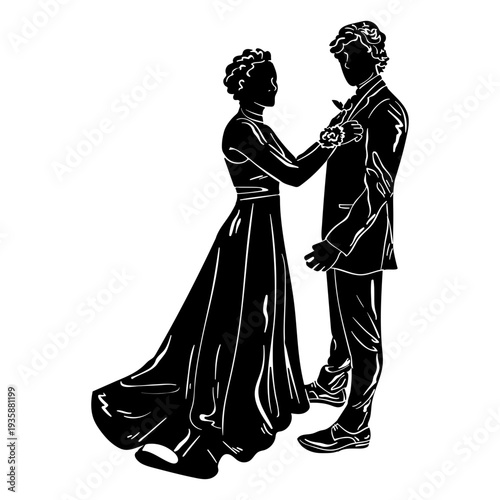 Bride and groom standing cut out