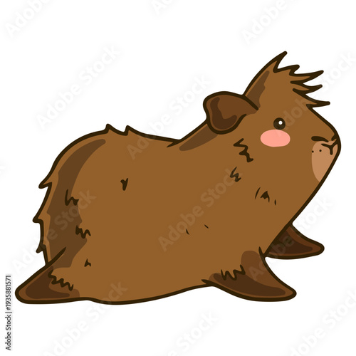 Brown guinea pig laying color stroke