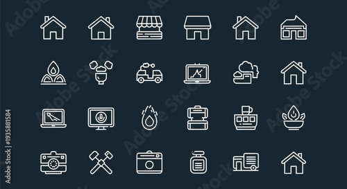 Outline icons for digital and print media