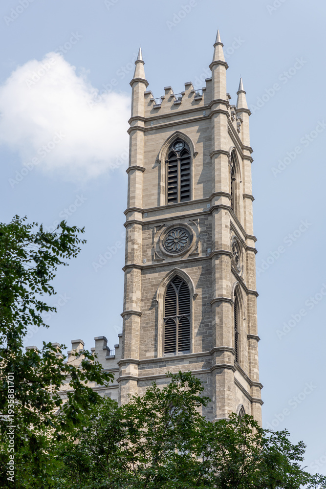 Fototapeta premium Gothic revival tower of St James United Church in Montreal, Canada