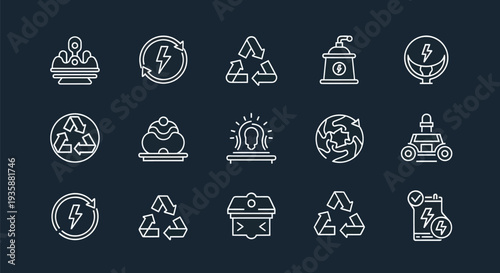 Recycling and renewable energy icon set