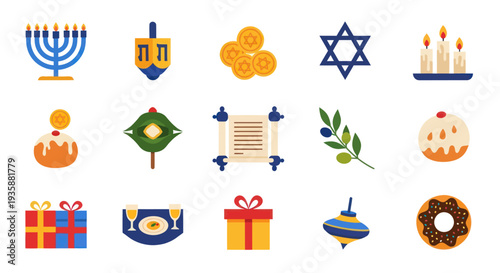 Religious holiday icons illustration set
