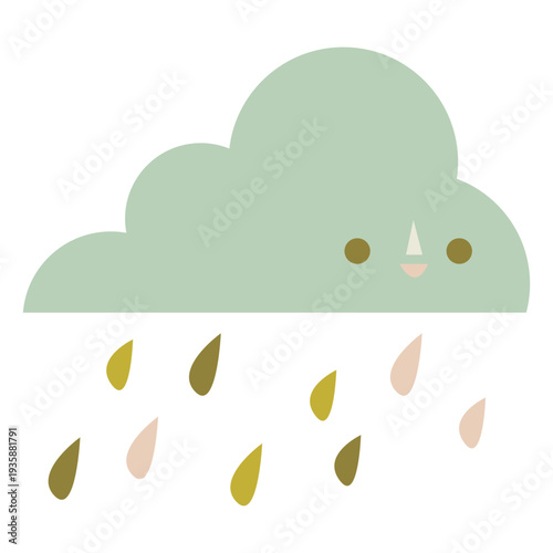 Cute cloud raining flat