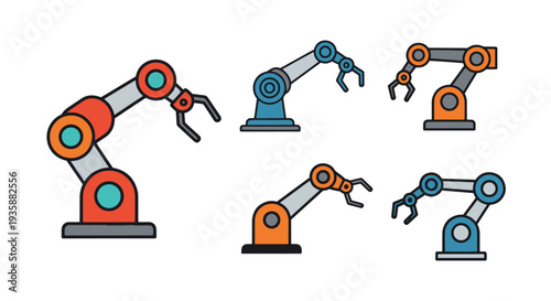 Robotics arm Line art vector colorful digital color
