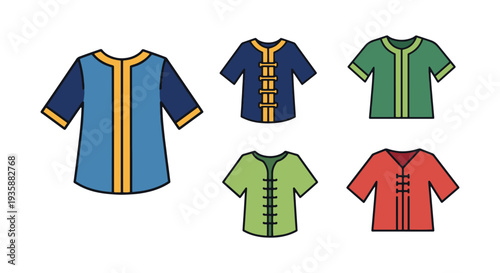 Tunic Line art vector set dynamic modern color