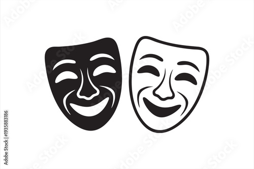 Performing arts mask icon for cinema, drama and stage production visuals