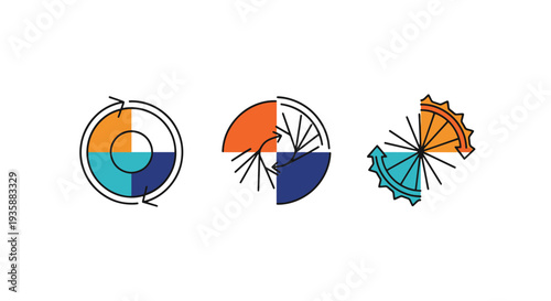 Crop rotation Line art vector abstract smooth modern illustration