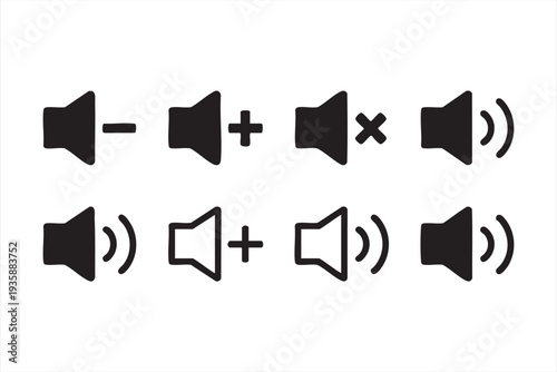 Simple speaker icons for media player, streaming and podcast interface design