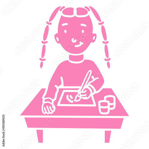 Child girl student painting