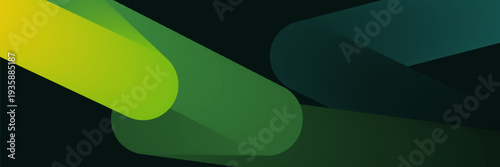 abstract shapes in green and yellow hues on dark background