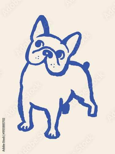 French bulldog naive sketch vector illustration