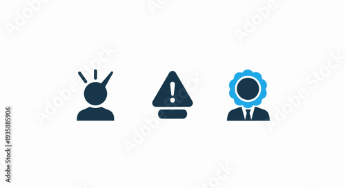 Icons representing ideas, warnings, and achievements for business success and personal development