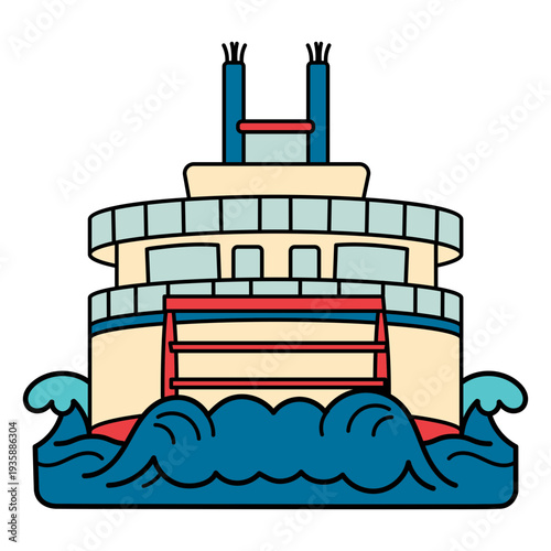 Water paddle steamer boat