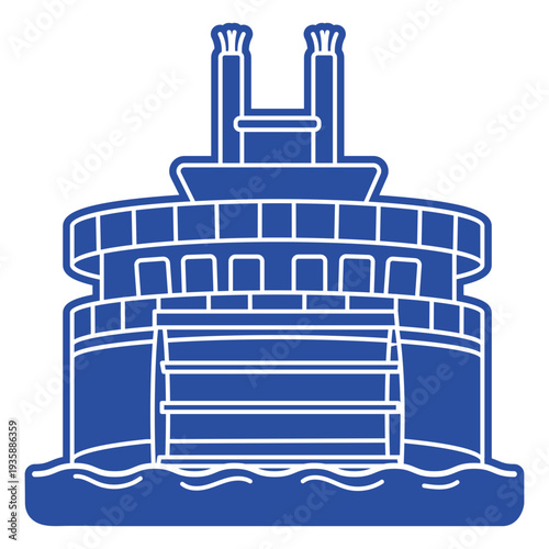 Water activity paddle steamer silhouette
