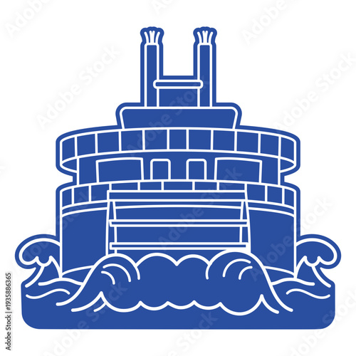 Water activity paddle steamer boat silhouette