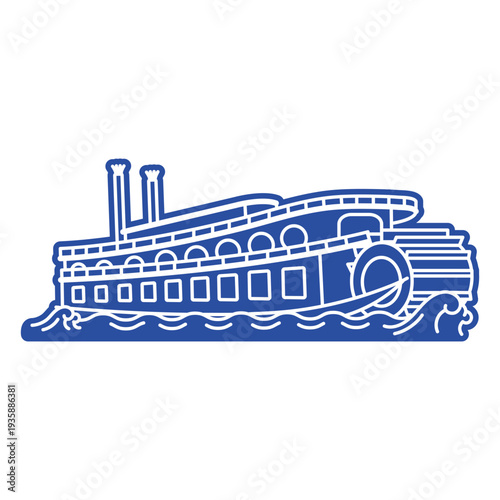 Water paddle steamer silhouette