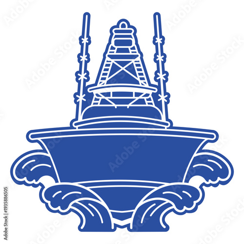 Ship in the ocean up front