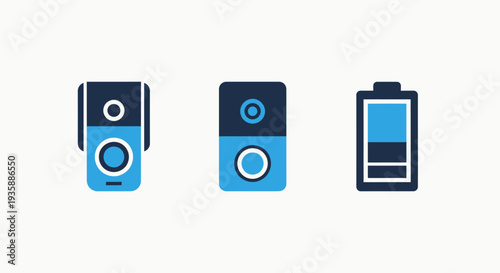 Doorbell Camera and Battery Icons: Smart Home Security and Power Level Indicators