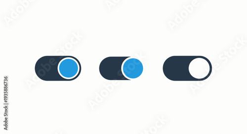 Digital Toggle Switches for User Interface Design, On-Off Controls, and Settings Adjustment