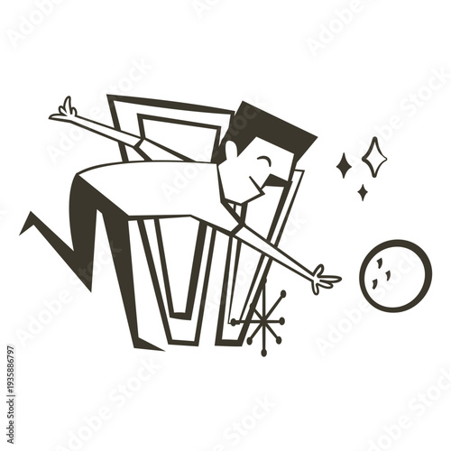 Boy filled stroke playing bowling