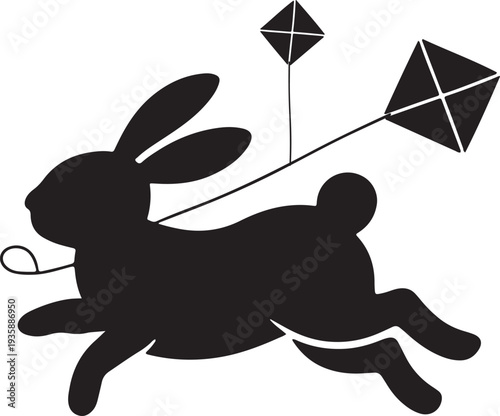 Easter day fun with a flying kite and easter bunny