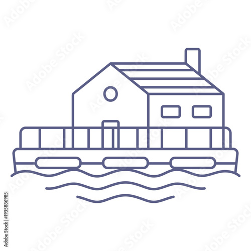Houseboat water activity boat drawing