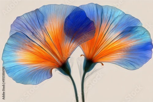 Delicate floral motif in red and blue shades on a white background, suitable for background applications