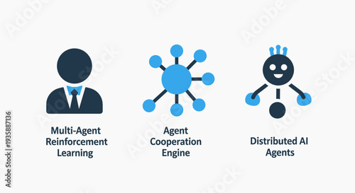 Artificial Intelligence Icons for Multi-Agent Reinforcement Learning, Agent Cooperation, and Distributed AI Systems