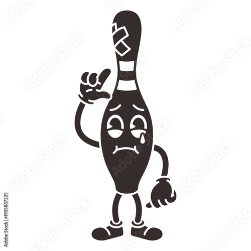 Sad retro cartoon pin bowling