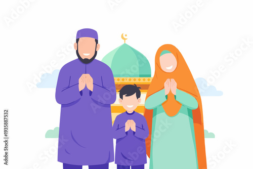 Muslim mother teaching Quran reading to her child at home.