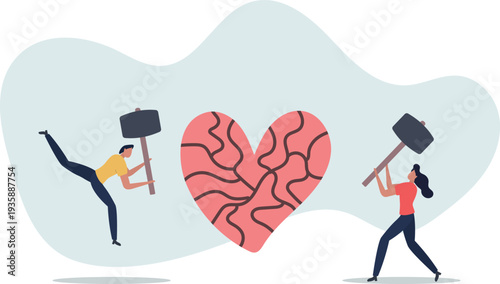 Marriage difficulties problem, divorce or violence or painful in broken relationship couple concept.person's life situation and his activities.