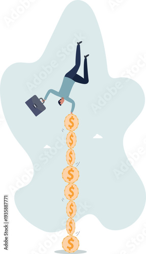 Financial instability, uncertainty or unstable investment market, risky situation or economic recession, crisis or bankruptcy concept.person's life situation and his activities.