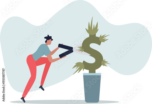 Make profit from investment, earning money, stock capital gain or dividends, growth savings or wealth concept.person's life situation and his activities.