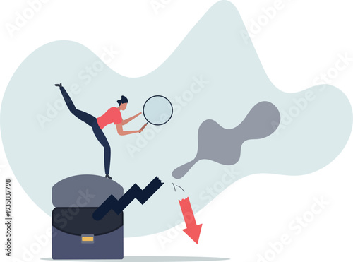Market crash analysis, learn from failure or crisis and recession data, analyze or measure investment downturn concept.person's life situation and his activities.