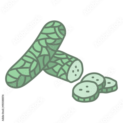 Polygonal cucumber cut in slices