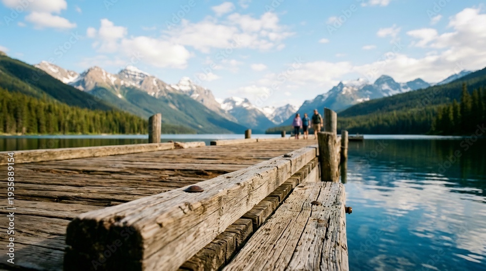 Fototapeta premium カナダの湖畔風景と桟橋 旅行と観光に