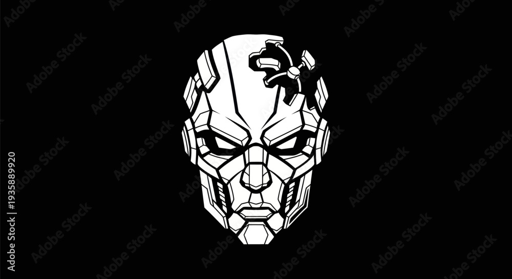 Obraz premium Robotic head illustration on black background