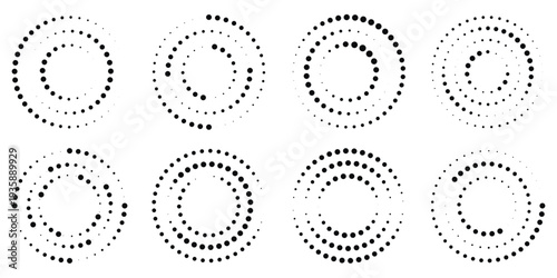 halftone circle icon set. circle icon halftone dots in circle. modern abstract background. Halftone dots in circle.