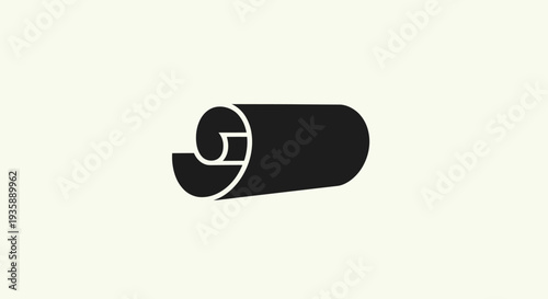 Rolled paper icon on cream background