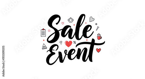 Sale event typography illustration on white