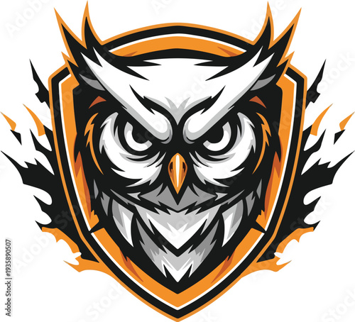 Owl Emblem Logo Design Illustration.
