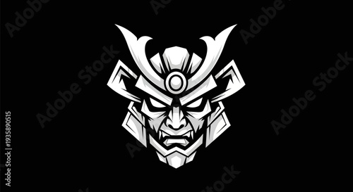 Samurai helmet illustration on black