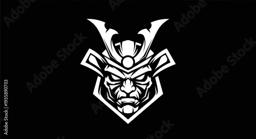 Samurai warrior head illustration