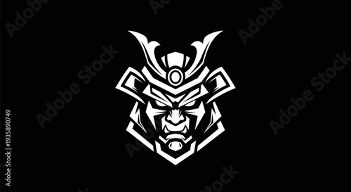 Samurai warrior head illustration