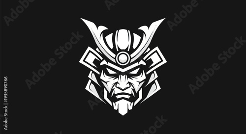 Samurai warrior head illustration