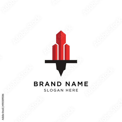 Stylish Tattoo Artist Logo Design Template with Red and Black Elements.