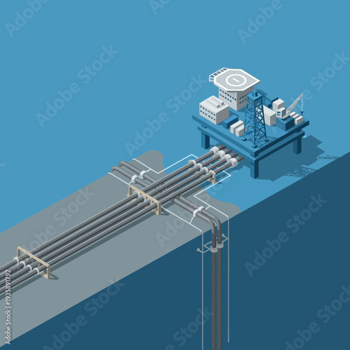Offshore Oil Rig Platform Extraction Process.