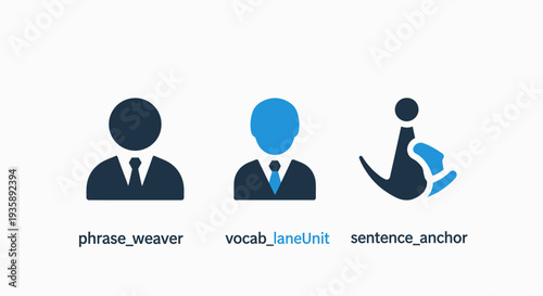 AI Language Processing and Communication Concept Icons with Business Person and Phrase Anchor Element